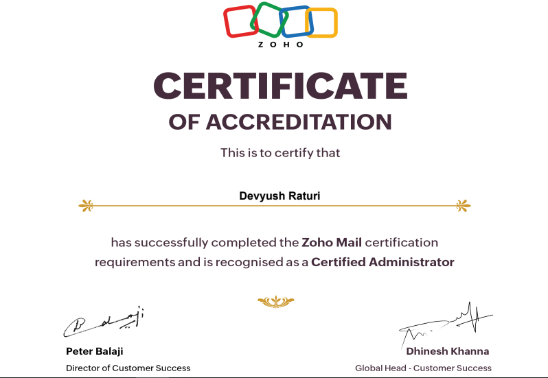 Zoho Mail Certified Administrator